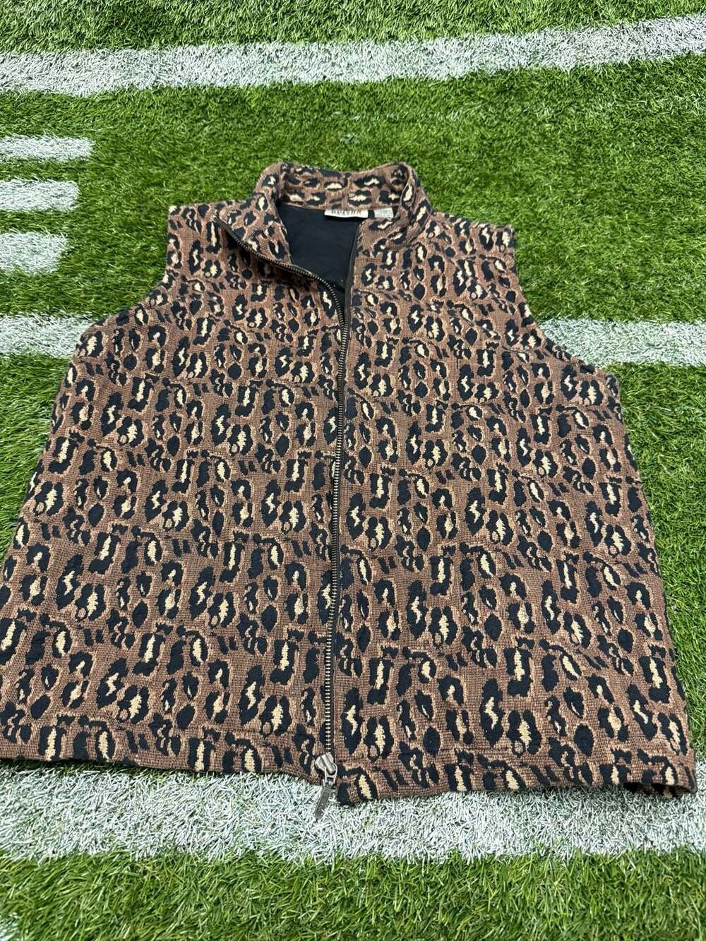 Chico's Design Leopard Print Full Zip Cotton Vest Size 1